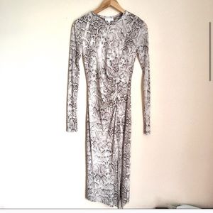 Leith snake python print tan cream bodycon dress